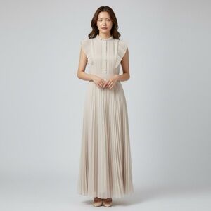 Pearl Pleated Maxi Dress M/ NWOT/ Boutique